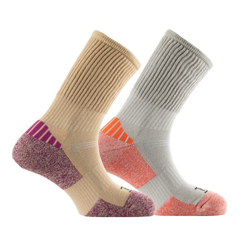 Lot de 2 paires de chaussettes Trek-GR Concept® gris beige violet orange