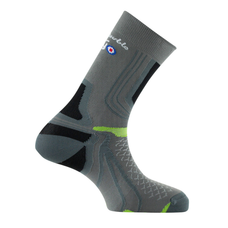 Chaussette La Double ® Trek green socks gris vert