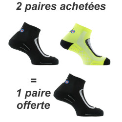 Lot de 3 paires de chaussettes running Run Lighty noir jaune