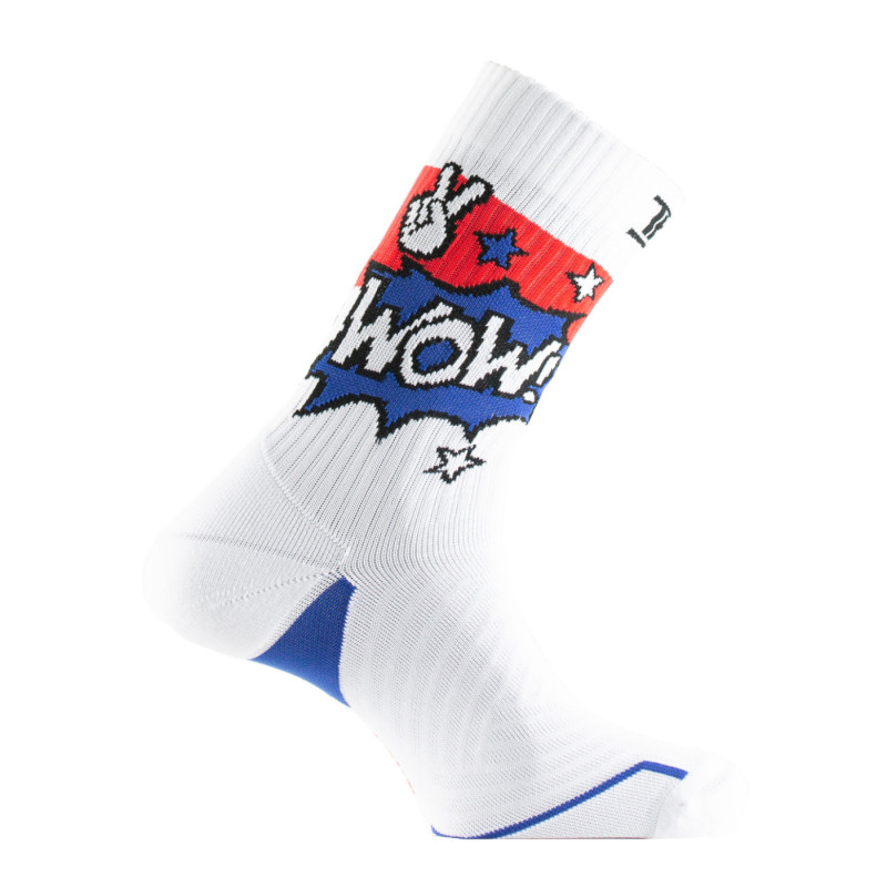 Chaussette running wow blanc tricolore