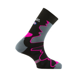 chaussette double trek noir rose