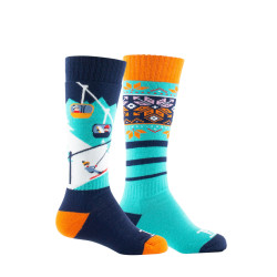 pack de chaussettes hautes fantaisie pour fille et garçon coloris marine bleu turquoise orange