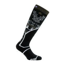 Chaussette haute brillante noir or