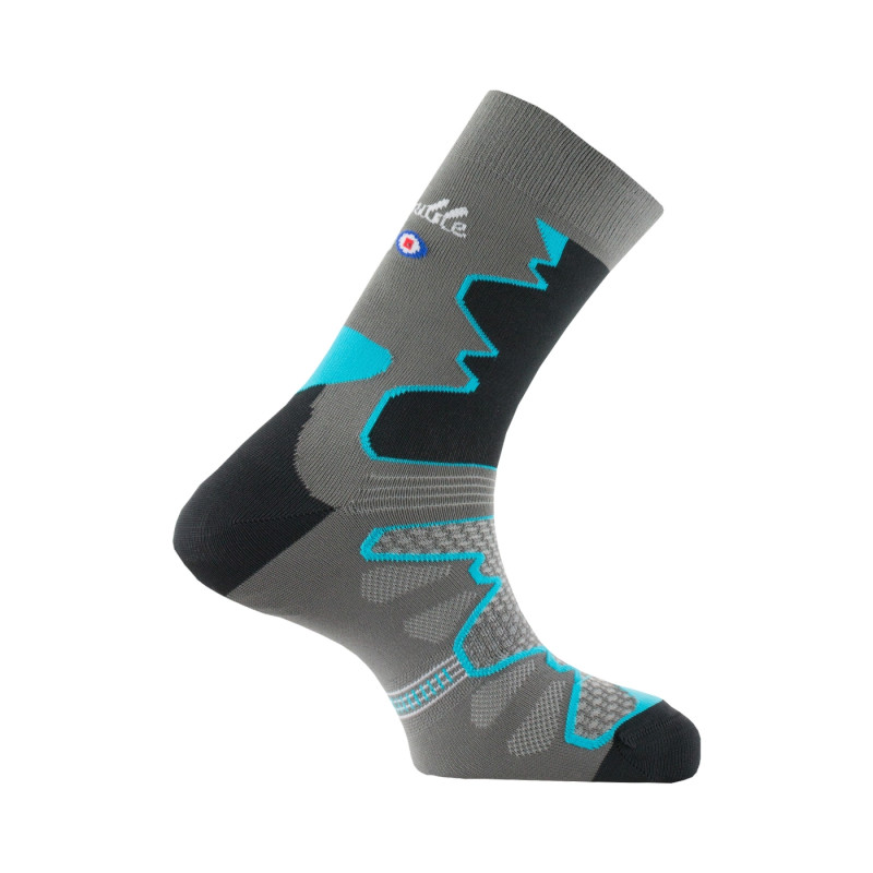 chaussette double trek gris turquoise